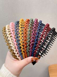 1/8pcs Women's Wavy Plastic Hair Headband, Serrated Non-Slip Comb Teeth Hairband, Fashion Hair Accessory - Multicolor - View 5