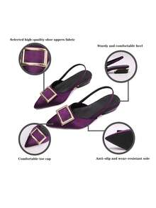 Factory Direct Premium Women's Closed-Toe Sandals, Spring/Summer French Romantic Pointed Toe Low Heel Slingback Shoes - Purple - View 6
