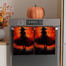2/4/48pcs Halloween Series Blood Moon Witch Pattern Printed Kitchen Towels - Ultra Soft, Highly Absorbent Polyester Dish & Hand Towels, Perfect For Holiday Decor, Kitchen Decor, Party Decor - Multicolor - View 15