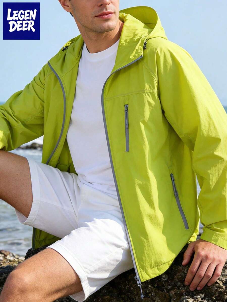 男士輕量夏季防曬超薄外套,戶外釣魚、度假、旅行、海灘外穿,情侶運動衛衣 - 薄荷綠 - 查看 1