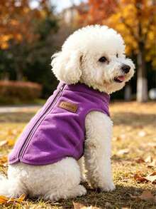 Chaleco de forro polar con cremallera para perro, adecuado para perros pequeños a medianos de menos de 10kg, abrigo de invierno suave y a prueba de viento para perro, chaqueta sin mangas fácil de poner y quitar para cachorro, conjunto de suéter cómodo y cálido para mascota, adecuado para Teddy, Bichón, Bulldog Francés - Multicolor - Ver 26