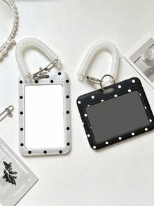 Classic Polka Dot Pattern Card Holder, Suitable For ID Card/Access Card, Gift, Also Suitable For Student ID, Meal Card, Subway Card, Bus Card, Student Pickup Card - Anti-Loss Hard Shell Card Box Card Holder Card Wallet Business Card Holder Credit Card Holder ID Card Holder Women's Card Wallet - Multicolor - View 4