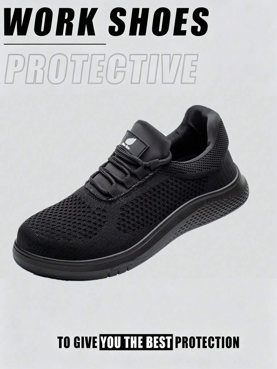 Men Work Shoes Steel Toe Smashproof Boots Unbreakable Puncture Resistant Work Boots - 黑色(新) - 查看 1