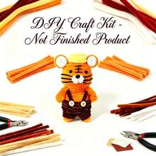 1 Set Premium Handmade Tiger Chenille Stem Kit, Suitable For Beginners And Adults DIY Kit, With Step-By-Step Tutorial, Handmade Mythical Creature Craft Kit, Plush Doll Chenille Wire, DIY Cute Fun Home Decor, Birthday Ornament - Not Finished - Little Tiger - View 4