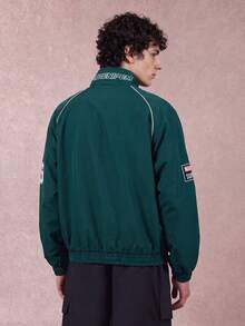 MAISONFOX Áo khoác nam casual in chữ tay dài, áo khoác đua xe phong cách streetwear xuân/thu, áo khoác mô tô phi công thiết kế tay dài - Xám - Xem 2