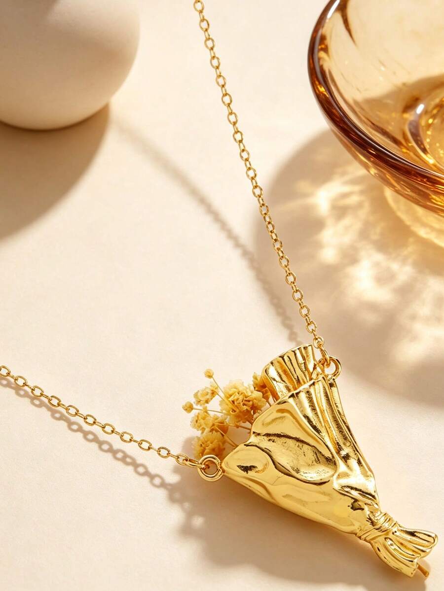 1pc New Versatile Design Bouquet Necklace, Can Be Worn With Flowers, Exquisite Highly Attractive Creative Fashion Niche Unique Design, Jewelry Women's Accessory, Suitable For Daily Wear (Necklace Only, No Flowers)