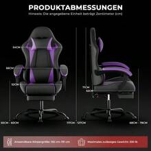 Ergonomic Gaming Chair With Lumbar Support And Headrest, Height-Adjustable Gamer Chair, PC Chair For Adults, Girls And Boys - 紫色 - 查看 7