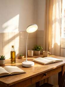 1pc White LED Round Base Desk Lamp, USB Rechargeable LED Desk Lamp, Eye-Protection Reading Light, LED Desk Lamp, Desk Lamp, Rechargeable/Plug-In Optional, 3-Level Adjustable Brightness, Switchable White/Neutral/Warm Light Modes, With Night Light Function, Effectively Protects Eyes, Ideal For Home Office Reading And Learning, Suitable For Dorm, Bedroom, Home, Christmas, Easter, Night Light, Lampshade, Book Light, Bedroom Lighting, Desk Lamp, Reading Light, Reading, Office Supplies, Bedroom, Light, Eye-Protection Reading Light, Battery Capacity 800mAh. - Round Base Table Lamp - View 8