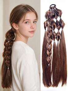 24 Inch Handmade Braided Ponytail Wig, Synthetic Fiber Twisted Boxing Braid Ponytail, Suitable For Women - Multicolor - View 6