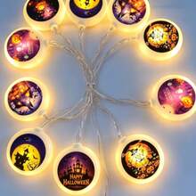 1pc 10LED Halloween String Lights, Halloween Element Decorative String Lights, For Halloween Decoration, Indoor String Lights, Battery Powered (Battery Not Included), HALLOWEEN - Warm White - View 6