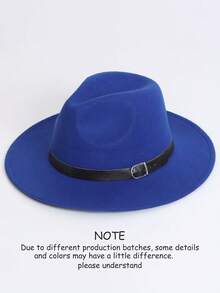 1pc Women's Flat Brim Hat, Polyester Fiber, Decorated With Faux Leather Belt Hatband, Solid Color Versatile, Casual Minimalist - MM2186 - View 22