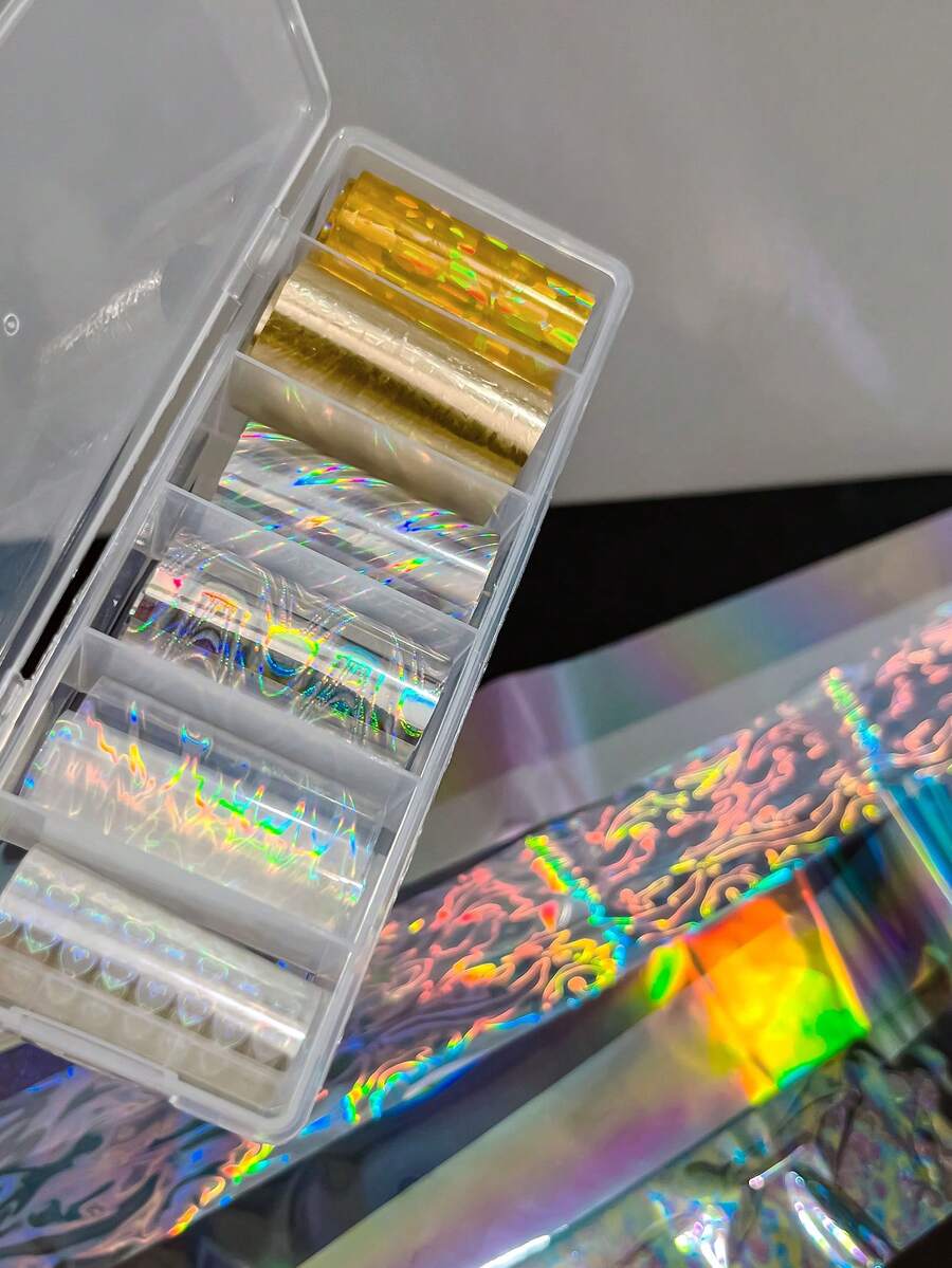 Aurora Illusion Nail Transfer Paper French Style Explosive Sparkle Colorful Polarized Laser 6-Color Nail Art Stickers - Multicolor - View 1