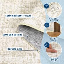Modern Washable Solid Kitchen Printed Area Rug Easy To Clean Home Aesthetic Decor Carpet Stain Resistant Non Shedding Floorcover Low Pile Soft Entrance Runner Rug Non Slip Bordered Mat Throw Rug For Living Room Dinning Room Bathroom Bedroom Laundry - 米棕色 - 查看 8