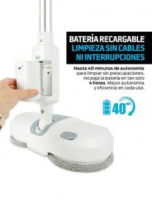 Redlemon Trapeador Eléctrico Giratorio 200 RPM con Atomizador, Luz LED y Batería Recargable - Blanco - Ver 7