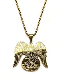 Christian Archangel Saint Michae Protect Us Pendant Necklace For Women Men Stainless Steel Gold Plated Chain Amulet Jewelry - Necklace - View 5
