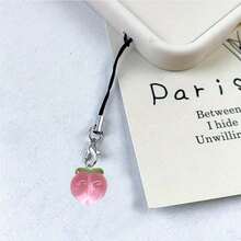 5 Pcs Cute Transparent Peach Phone Charm Strap, Mini Fruit Pendant For Earphone Case And Bag Decor - Multicolor - View 4