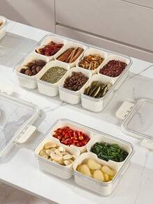 2/4/8 Compartment Snack Box, Portable Travel Cold Cut Meat Board With Lid, Refrigerator Food Storage Container, Snack Organizer Box, Divided Storage Box, Salad Box, Extend Food Freshness, Home Storage Organizer - Multicolor - View 10