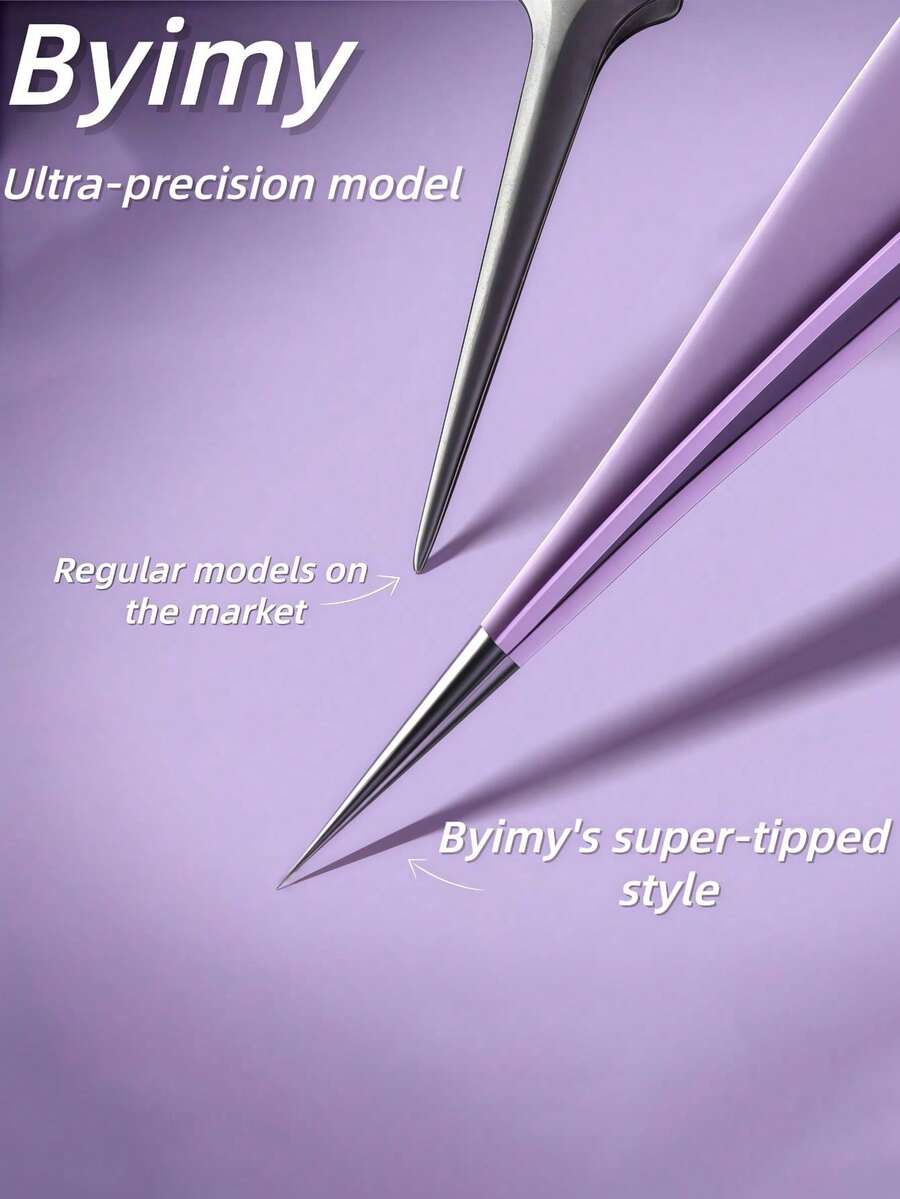 Byimy Brand Ultra-Sharp Cell Tweezers, Acne Extractor, Pimple Needle, Makeup Eyebrow Grooming Beauty Tool, Eyelash Extension Tweezers, Blackhead Remover Tweezers - Purple - View 1