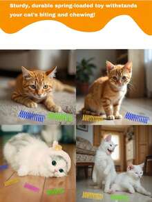 4pcs Multi-Color Cat Spring Toys, Interactive Bouncing Spring Rings, Colorful Plastic Spring Play Accessories, Suitable For Indoor Cats And Kittens, Encourage Exercise, Relieve Boredom, Random Colors, Ideal Pet Birthday Holiday Gift - Multicolor - View 6