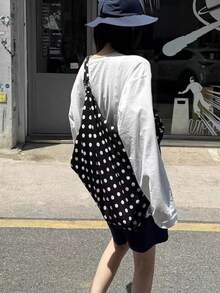 開學季熱門女孩豹紋校園包 大容量學生托特包 酒紅色可翻面腋下包 肩背包 適合大學生 - 黑色 - 查看 3