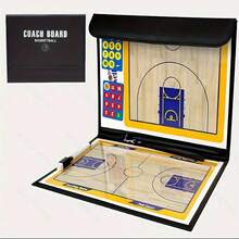 PU Leather Basketball Tactical Board Set, Three-Fold Colorful Folding Design, Strong Magnetic Adsorption Erasable Markers, Portable Pre-Game Tactical Explanation Board, Team Training Command Demonstration With Pen Storage Tactical Drill Board - Multicolor - View 7