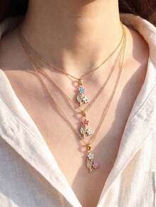 Fashion Flower Pendant Necklace For Women - Fresh And Sweet Design, Exquisite And Compact Stainless Steel Collar Chain - Flower Necklace - View 3