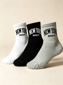 1/3/6 Pairs Men's Letter Solid Color Short Socks, Sweat-Absorbent Breathable Odor-Resistant Low-Cut Socks, Couple Socks, Unisex, Suitable For Daily Wear, Sports, Back To School Season, All Seasons - Multicolor - View 2