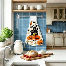 1/2PCS Halloween Black Cat Ghost Pumpkin Hand Towels, Soft & Absorbent, Machine Washable & Fade-Resistant. Perfect For Hands, Kitchen, And Tea Bars. Halloween Kitchen Accessories. - Multicolor - View 2