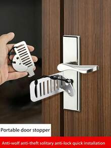 2/1pc Portable Door Lock Device: Essential Tool For Home Privacy, Travel And Hotel Protection - Adjustable Portable Door Lock, Suitable For Home, Hotel, Apartment And Dormitory - Provides Better Privacy Protection - Multicolor - View 1