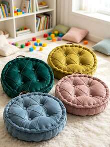 Solid Color Square Tie-On Chair Cushion, Thickened Pleated Filled Seat Pad, Soft Velvet Non-Slip Dining Chair Pad, Suitable For Home Kitchen Office - Multicolor - View 5