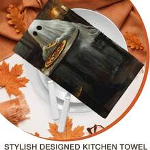 2/4/48pcs Halloween Series Ghost Restaurant Eating Pizza Pattern Printed Kitchen Towels - Ultra Soft, Highly Absorbent Polyester Tablecloths And Hand Towels, Perfect For Holiday Decor, Kitchen Decor, Party Decor. - Multicolor - View 8