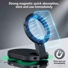 Suction Cup Magnetic Mount Phone Holder, Foldable Rotating 3-In-1 Multi-Function Phone Stand - Black - View 1