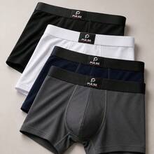 Kit Com 4 Cuecas Boxer De Microfibra Adulto Masculina Lisas - Multicolorido - Visão 12