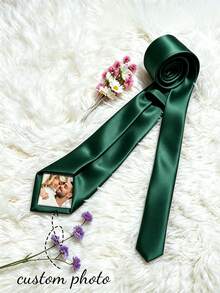 Personalized Photo Tie Patch, Customized Commemorative Tie Sticker, Wedding Tie Decoration, Gift For Dad, Grandpa, Groom's Father, Valentine's Day - Multicolor - View 9