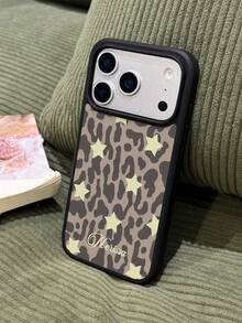 1pc Customized Personalized Dark Leopard Print DIY Colorful Star Custom Name Thick Phone Case, Various Pattern Phone Shell Protective Cover, Compatible With Apple 11 12 13 14 15 16 17 Pro Max, S23 S24 S25 Ultra S26 Ultra A57 A56 A55 A54 A35 A36 A37 - Multicolor - View 6