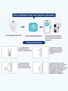 WJG 3MP Dual Lens Security Camera, 3MP Wireless Home Monitoring Camera, Supports Two-Way Audio, Night Vision & Motion Detection, 360° Whole-House Monitoring Via App - White - View 7
