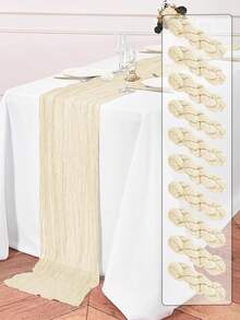 10入波希米亞風紗布桌旗，長度180cm/300cm/400cm，可重複使用，多色可選，適用於婚禮、餐廳、居家聚會、節日派對、會議桌裝飾 - 彩色 - 查看 27