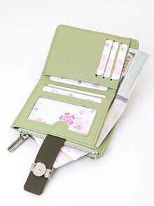 MINGYOU Fashion Soft Textured Handheld Short Wallet Zipper Coin Purse - Green - View 3