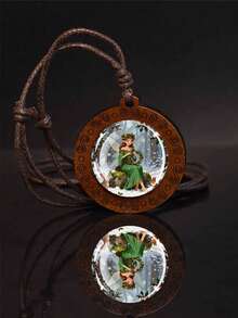 1PC Elf Wooden Necklace Winter Forest Fairy Glass Pendant Adjustable Rope Chain Necklace - Brown - View 8