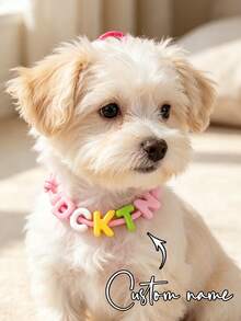 1pc Colorful Customized Letter Dog Collar, Customized Pet Name, Personalized Pet ID Tag, Customized Acrylic Name Tag, Customizable Letter Dog Collar, Birthday Gift, Pet Supplies, Pet Lover Gift, Suitable For Family, Friends And Pets - Grey - View 3