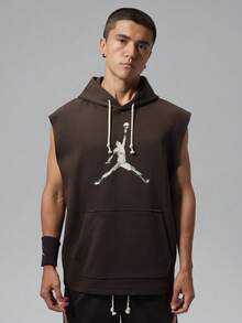 Jordan Sport Hoop Fleece Hoodie Pullover Tanpa Lengan Cepat Kering untuk Pria IQ7265-220 - Coklat - View 1