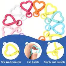 2/4/6/8/10/12Pcs Heart-Shaped DIY Keychain Chain, Colorful Lanyard Keychain Hook, Suitable For Keychains, Lanyards, Bags, Mother's Day, Christmas, Valentine's Day Gifts - Multicolor - View 4