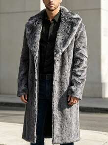 Men Faux Fur Coats - Grey - View 2