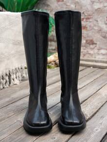 Women's Tall Boots, New Autumn/Winter Knee-High Riding Boots, Mid-Heel Fashion Slim-Fit Boots - Black - View 5