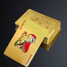 1件金色防水PVC撲克牌，美元圖案背面設計，可水洗耐彎折塑膠撲克牌組，新穎奢華桌上遊戲卡，適用派對遊戲之夜、魔術表演與禮品 - 查看 9