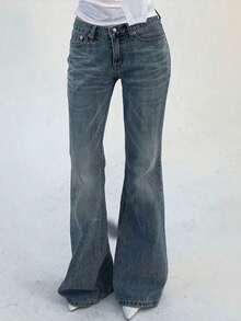 Teen Girl High Waist Flare Jeans With Slant Pockets - Light Wash - View 2