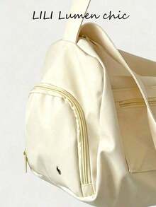New Fashion Classic Solid Color, Large Capacity Multi-Pocket, With Earphone, Lightweight And Portable Design, Shoulder Bag Suitable For Outdoor Travel And Short Trips, Bag Length 14.96in Width 8.66in Height 8.66in - Yellow - View 8