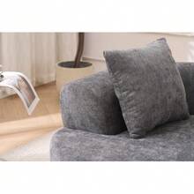 Half-Moon Sofa, Modern Design With Low Backrest And Deep Cushions, Self-Inflating, Foam-Filled Large Two-Seater Sofa, No Assembly Required - Grey - View 5
