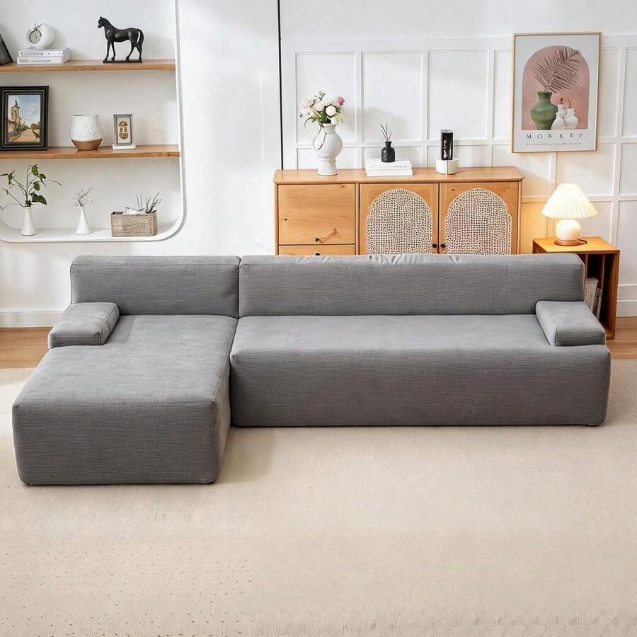 Ultra Soft Cloud Modular Sectional Sofa 108" – Spacious L-Shaped Couch With Chaise Lounge, Deep Seating, No Assembly Needed - Grey - View 1