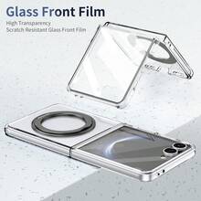 VIETAO 360度旋轉隱形支架透明材質手機殼，適用於 Galaxy Z Flip 8 7 6 5，附強化玻璃螢幕保護貼 - 黑色 - 查看 4